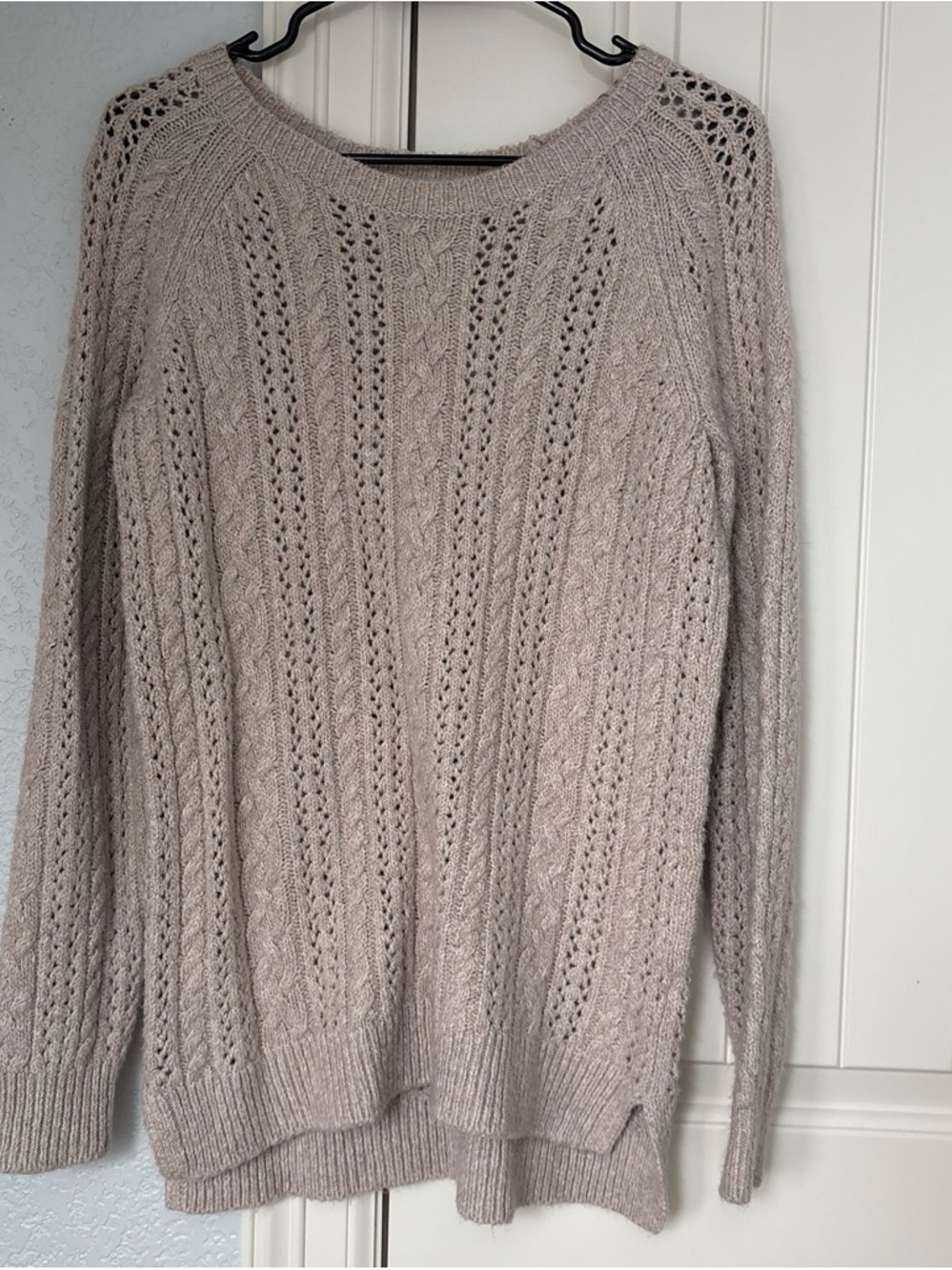 Cozy Cable Knit Maternity Sweater in Light Taupe